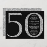 Convite Elegante Silver Glitter Typografia 50th Birthday<br><div class="desc">Celebrar com estilo com estes convites elegantes e elegantes de 50º Aniversário com brilho prateado. O design é fácil de personalizar e seus convidados ficarão entusiasmados quando receberem esses convites para na moda.</div>