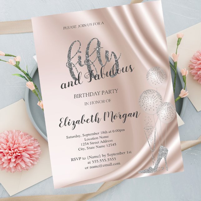 Convite Elegante Silver High Heels 50ª Festa de aniversári (Criador carregado)