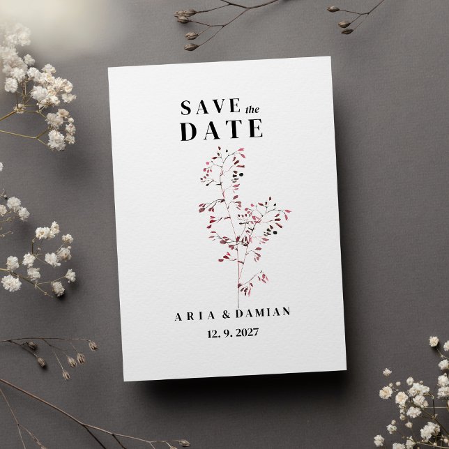 Convite Elegante, simples burgundy, floral cor-de-rosa Sal (Elegant simple burgundy pink floral Save the Date )