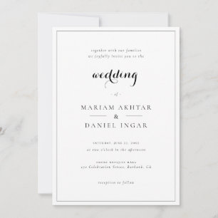 Convite Elegante Simples Caligrafia de Letra Casamento Bra