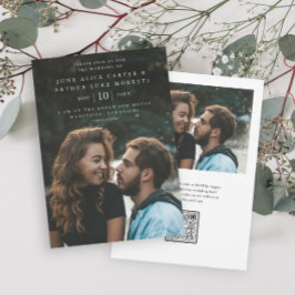 Convite Elegante Simples Código QR de Foto RSVP Casamento