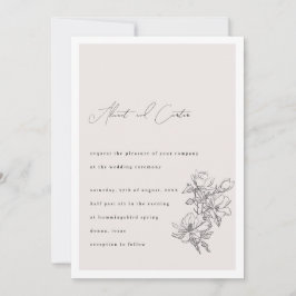 Convite Elegante Simples Com Flores De Arte De Linha E Bor