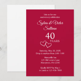 Convite Elegante Simples Festa de Aniversário de 40 Anos C