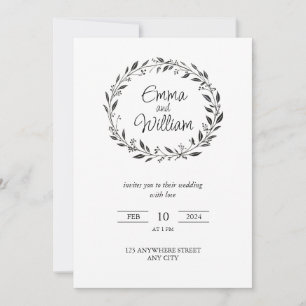 Convite Elegante simples floral Casamento