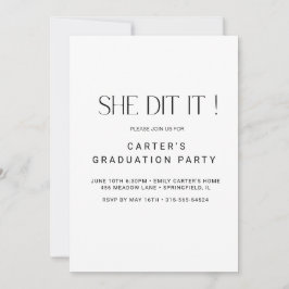 Convite elegante simples grade, Minimalista Elegante preto