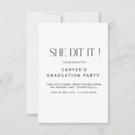 Convite elegante simples grd, Minimalista preto e branco