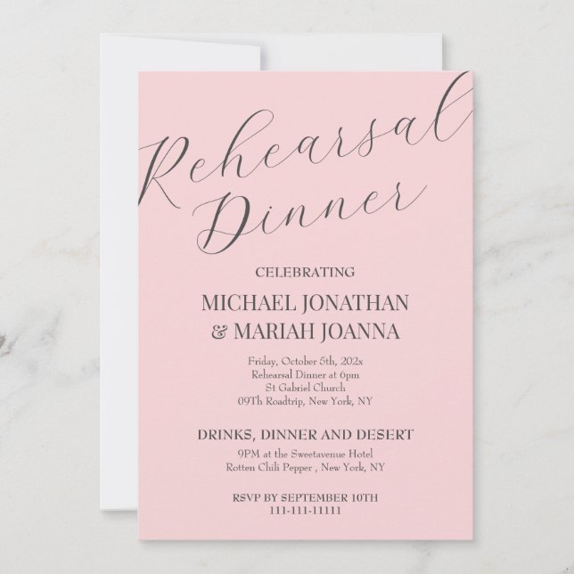 Convite Elegante Simples Na Noite Antes Do Janto De Ensaio (Frente)