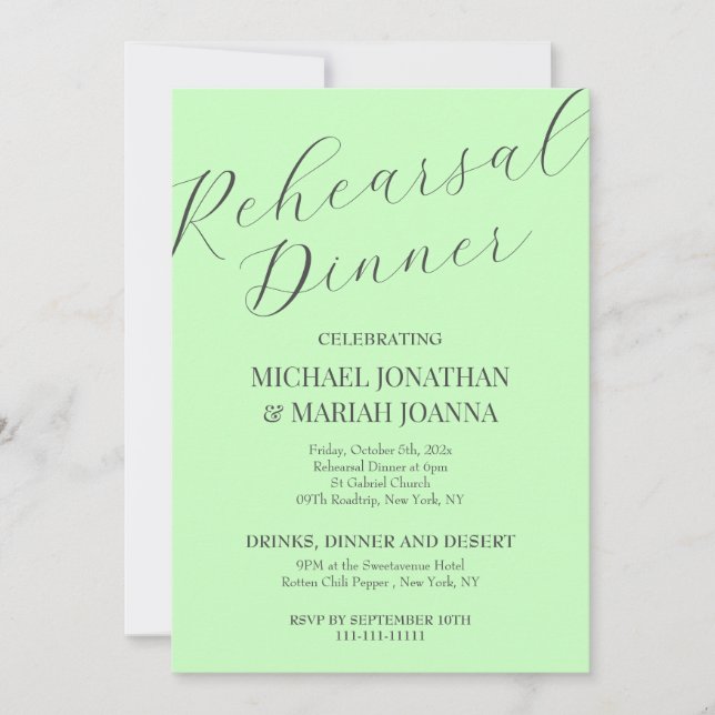 Convite Elegante Simples Na Noite Antes Do Janto De Ensaio (Frente)