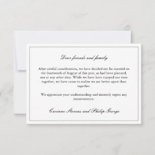 Convite Elegante Simples Noivado Desfeito Casamento Cancel