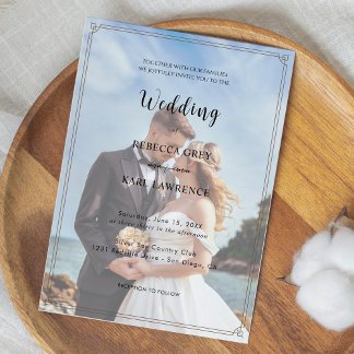 Convite Elegante Simples Personalizável Foto Casamento