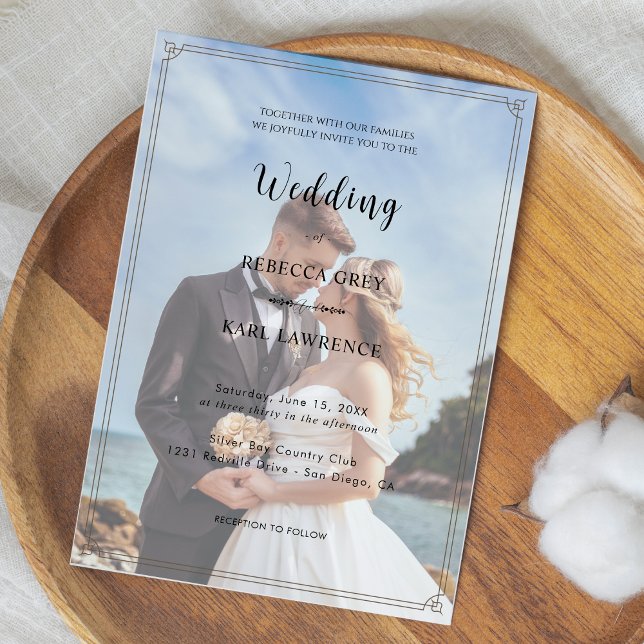 Convite Elegante Simples Personalizável Foto Casamento  (Elegant Simple Customizable Photo Invitation )