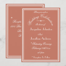 Elegante Simples Terracota Casamento Escrita Branc