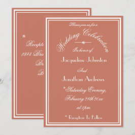 Convite Elegante Simples Terracota Casamento Escrita Branc