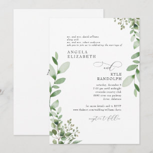 Convite Elegante site de casamento com folhagem em cascata