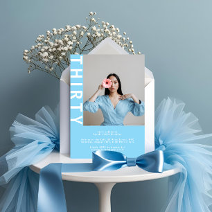 Convite Elegante Sky Blue aniversário de 30 anos