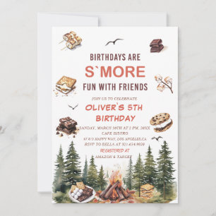 Convite Elegante S'more de aquarela para amar o aniversári
