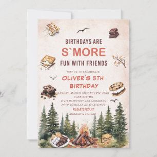 Convite Elegante S'more em aquarela para amar o aniversári