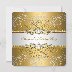 Convite Elegante Sobreposição de Diamante de Renda Prata D
