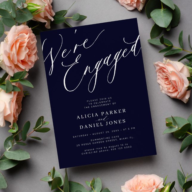 Convite Elegante Somos festa de noivado de marinho Envolvi (Criador carregado)