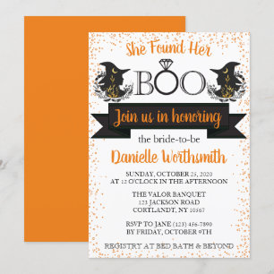 Convite Elegante Sparkle Boo Halloween Chá de panela
