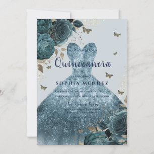 Convite Elegante Sparkle Dress Gown Partido Quinceanera