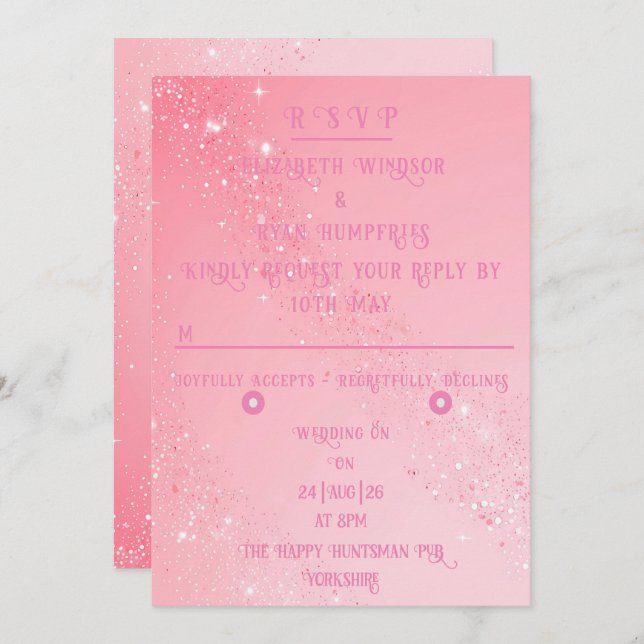Convite Elegante Sparkle Wedding (Frente/Verso)