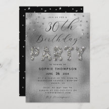 Elegante Sparkles Glitter Silver Festa de aniversá