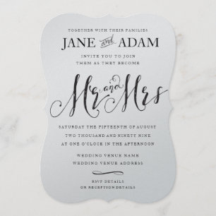 Convite Elegante Sr. & Sra. Typography Wedding METALLIC It
