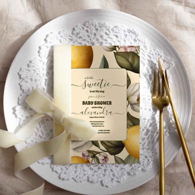 Convite Elegante Summer Lemon Limão Citrus Chá de fraldas (Criador carregado)