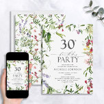 Convite Elegante Summer Wildflower Watercolor aniversário<br><div class="desc">Procurando dar uma impressão duradoura aos seus convidados? Certifique-se de que sua celebração de aniversário de 30 anos é uma que você se lembrará com este Convite para aniversário de 30 anos de Cores de Cores de Cobra Selvagem Elegante de Verão. Apresentando vibrantes flores silvestres de aquarela moldando o texto,...</div>
