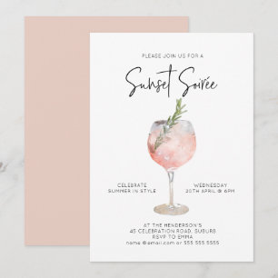 Convite Elegante Sunset Soiree Bebe Cocktail