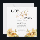 Convite Elegante Surpresa Amarelo Floral 60º Aniversário<br><div class="desc">Elegante Surpresa Amarelo Floral 60º Aniversário</div>