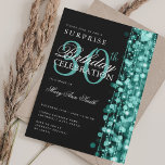 Convite Elegante Surprise aniversário de 30 anos de Turque<br><div class="desc">Elegante aniversário de 30 anos para o modelo de convites de Sparkles. Com luzes turquesas,  cordas e faíscas. Excelente para 30,  40º,  50º,  60º e 70 aniversário e muito mais!</div>