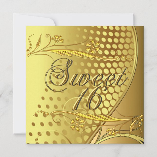 Convite Elegante Sweet 16 Dourado (Frente)