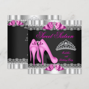 Convite Elegante Sweet 16 Festa de Sweet Sixteen Rosa Quen