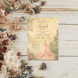 Convite Elegante Sweet 16 Princess Birthday