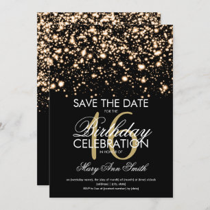 Convite Elegante Sweet 16 "Save The Date" Dourado
