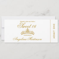 Elegante Sweet 16 Tíquete Dourado e Branco
