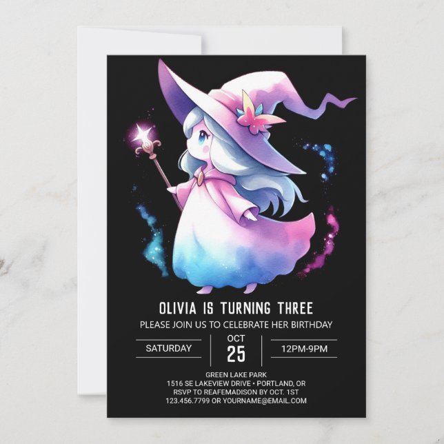 Convite Elegante Sweet Wizard Birthday (Frente)