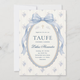 Convite Elegante Tafetá Azul Floral Arco Menino Batismo