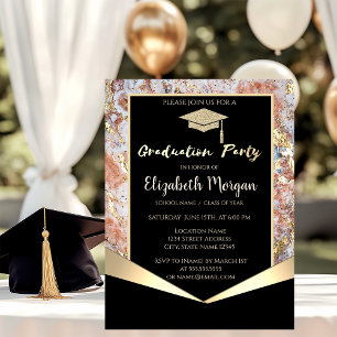 Convite Elegante Tampa de Graduação Brilhante Dourada Mode