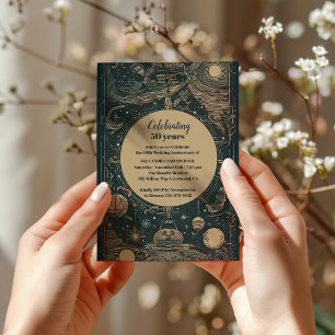 Convite Elegante Tarot de Aniversário de Casamento Verde P