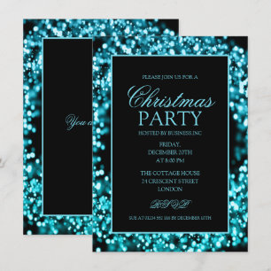 Convite Elegante Teal Corporate Christmas Lights Party