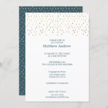 Elegante Teal & Dourado Raindrops Bat Mitzvah