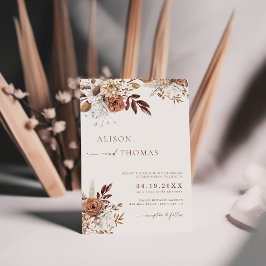Convite Elegante Terracota Boêmia de Casamento