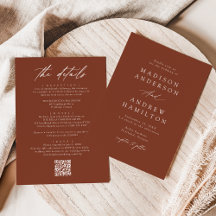 Elegante Terracota Código QR de Casamento Tudo em