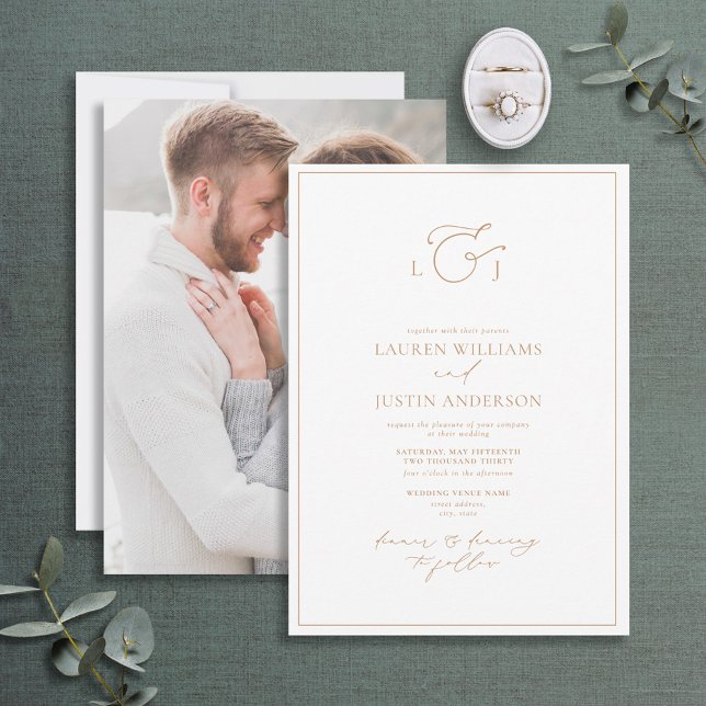 Convite Elegante Terracotta Calliografia - Foto do Monogra (Criador carregado)