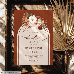Convite Elegante Terracotta Pampas Grass Floral Bridal