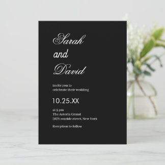 Convite Elegante Texto moderno chic preto e branco