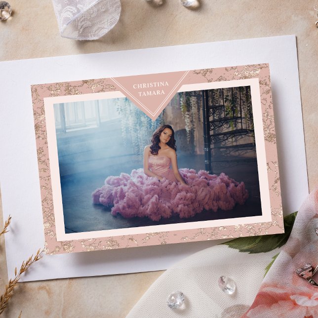 Convite Elegante Textura Moderna Chic Espanhola Mis XV Año (Criador carregado)